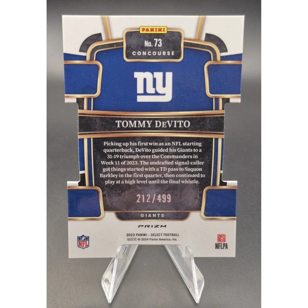 2023 Panini Select Tommy DeVito #73 Rookie Concourse Die-Cut Orange /499 Giants
